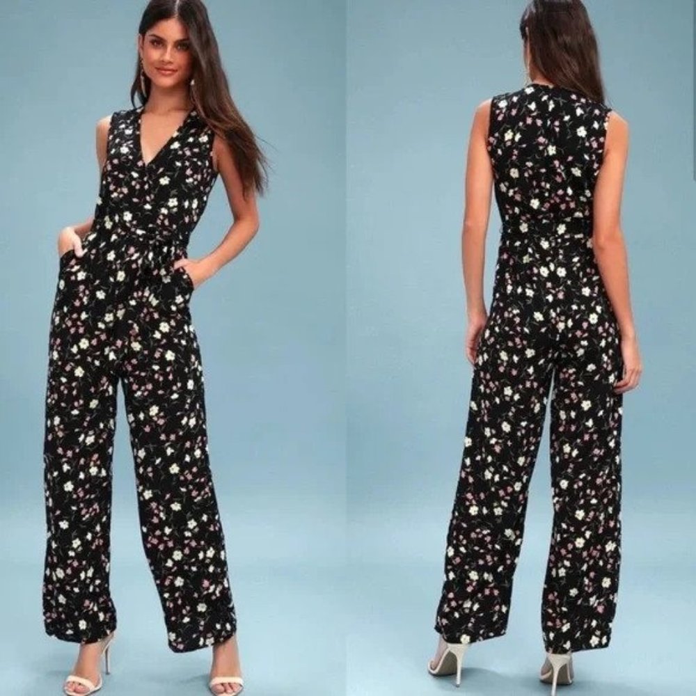 Jumpsuit- Lulus the Robertson black floral jumpsuit